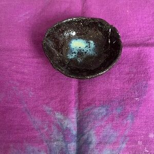 handmade / hand dyed altar cloth & earthen ceramic galaxy bowl
